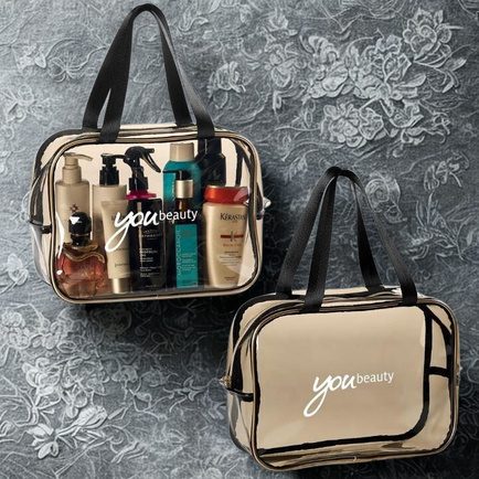 Clear and canvas toiletry bag set