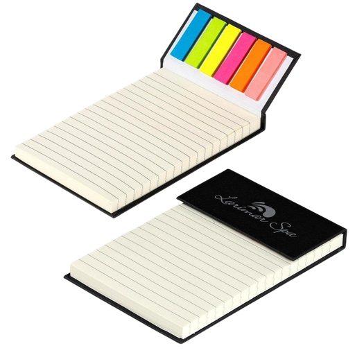 Notebook with sticky notes
